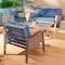Baxton Studio Nicholson Modern Blue Fabric and Grey Metal with Brown Rattan 4-PC Outdoor Patio Lounge Set 183-11756-Zoro - alternate 5